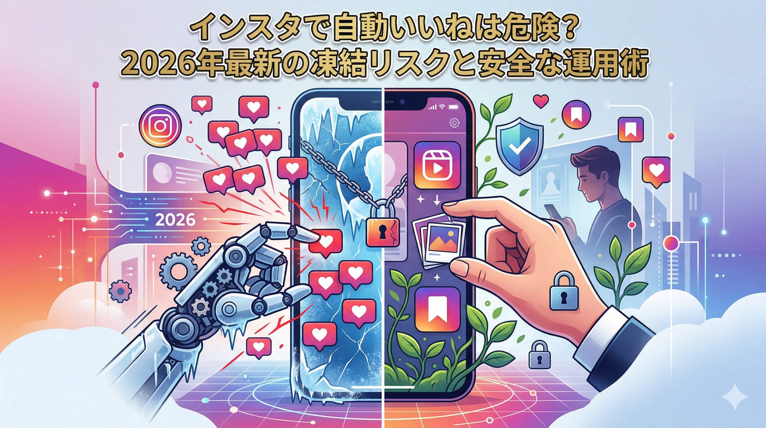インスタで自動いいねは危険?2026年最新の凍結リスクと安全な運用術