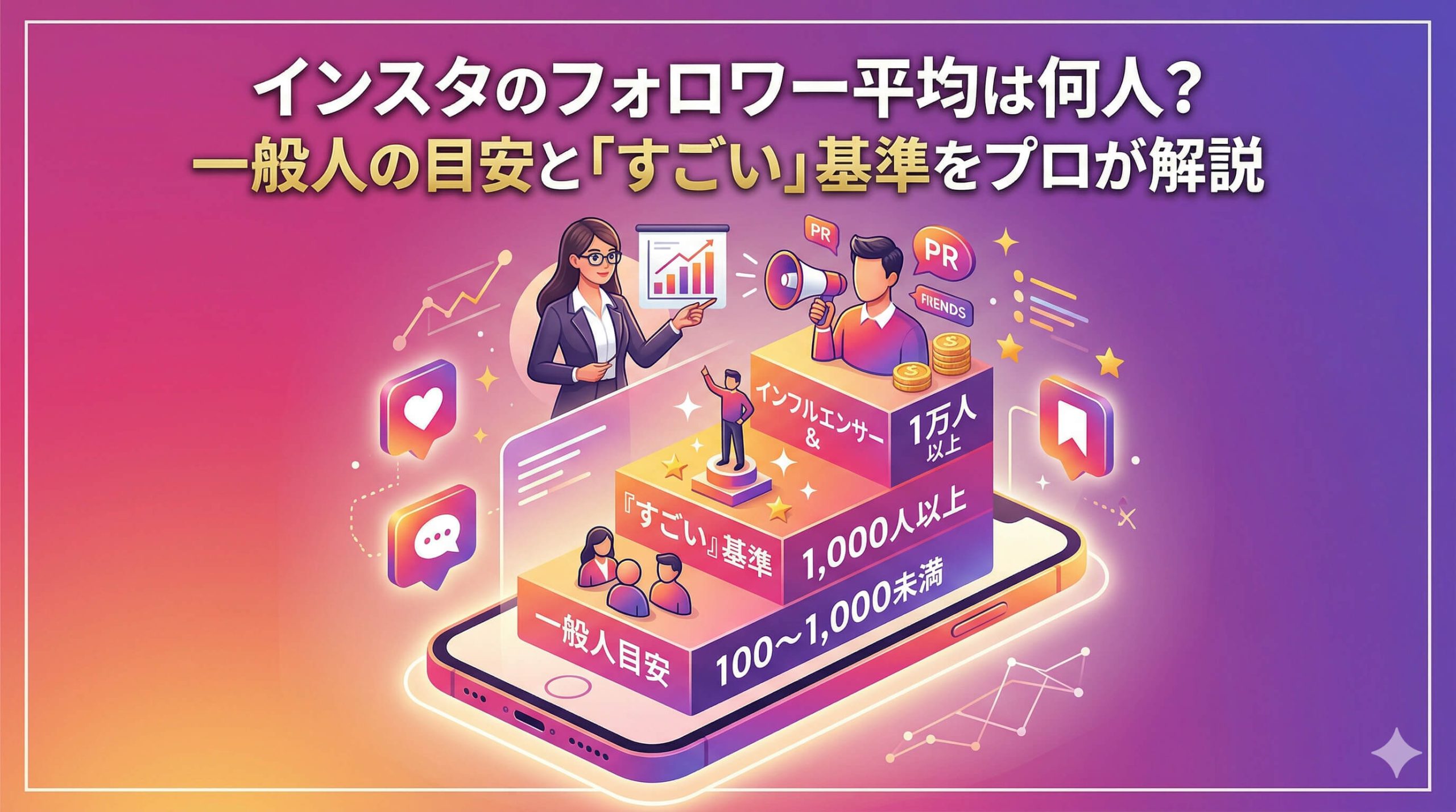 インスタのフォロワー平均は何人?一般人の目安と「すごい」基準をプロが解説